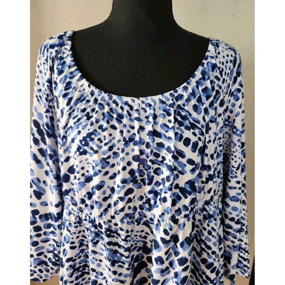 Slinky Brand Womens 1X Empire Waist 3/4 Sleeve Stretch Top Shirt Tunic Abstract - Picture 2 of 5